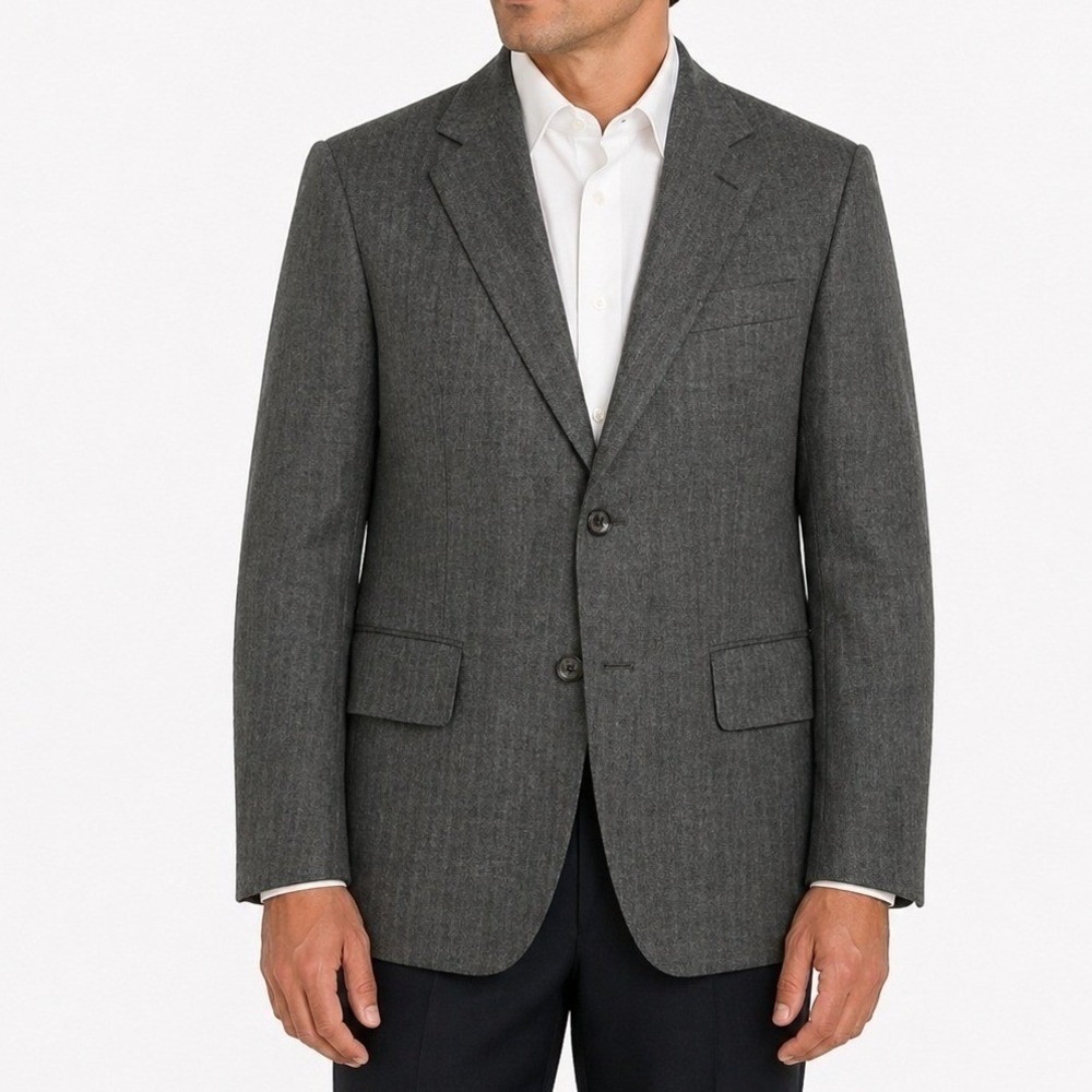 MW‎ Mens 40S Charcoal Grey Pinstripe 100% Pure Wool 2-Button Blazer Suit Jacket